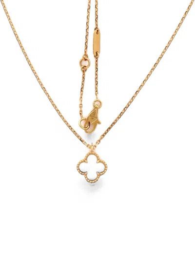 Pre-owned Van Cleef & Arpels Sweet Alhambra Pendant 18k Yellow Gold And Mother Of Pearl Necklace
