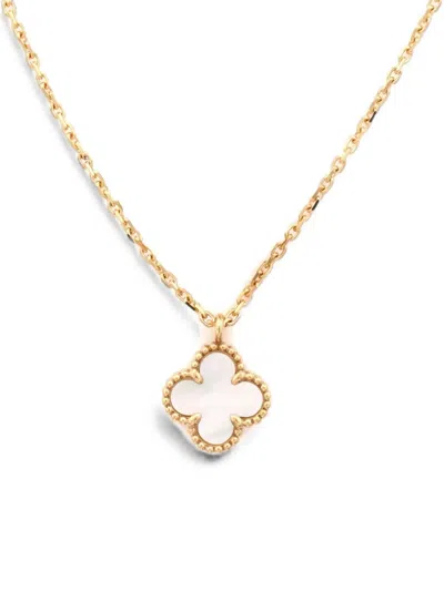 Pre-owned Van Cleef & Arpels Sweet Alhambra Pendant 18k Yellow Gold And Mother Of Pearl Necklace