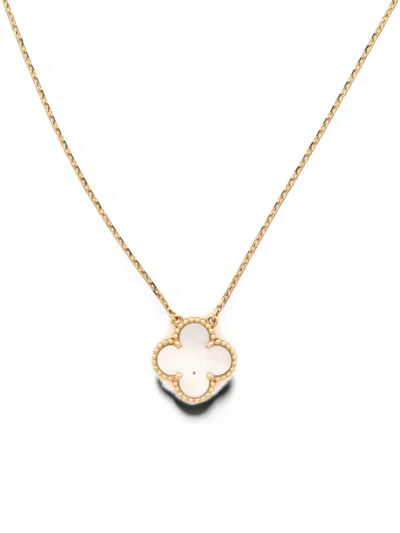Pre-owned Van Cleef & Arpels Sweet Alhambra Pendant 18k Yellow Gold And Mother Of Pearl Necklace