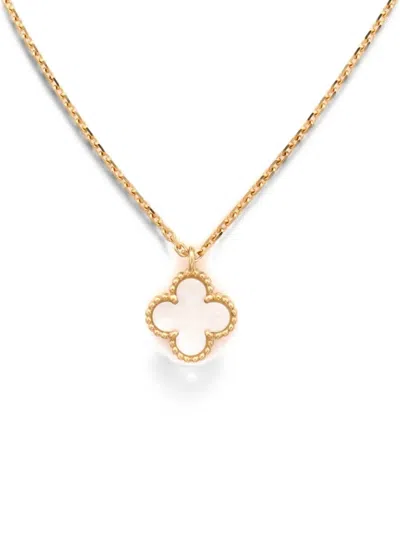 Pre-owned Van Cleef & Arpels Sweet Alhambra Pendant 18k Yellow Gold And Mother Of Pearl Necklace
