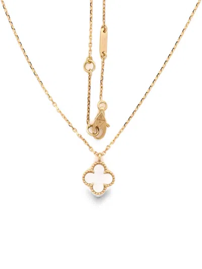 Pre-owned Van Cleef & Arpels Sweet Alhambra Pendant 18k Yellow Gold And Mother Of Pearl Necklace