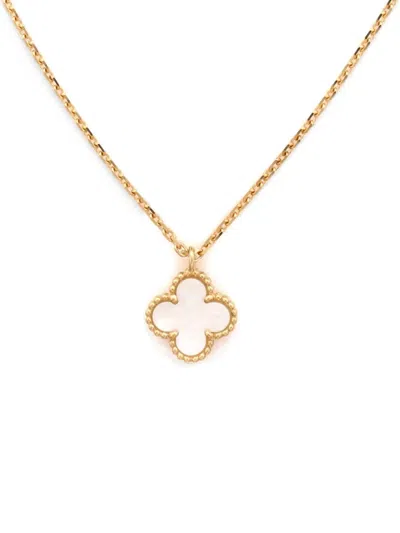 Pre-owned Van Cleef & Arpels Sweet Alhambra Pendant 18k Yellow Gold And Mother Of Pearl Necklace
