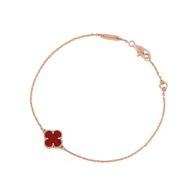 Pre-owned Van Cleef & Arpels Sweet Alhambra Pink Gold Charm Bracelet () In Multi
