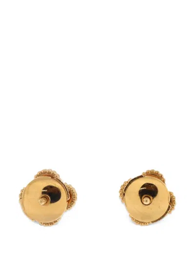 Pre-owned Van Cleef & Arpels Sweet Alhambra Stud 18k Yellow Gold And Mother Of Pearl Earrings