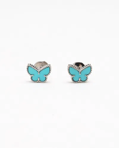 Van Cleef & Arpels Sweet Alhambra Turquoise Earrings In Blue