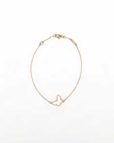 Van Cleef & Arpels Sweet Butterflies Mother-of-pearl Bracelet, Full Set In Gold
