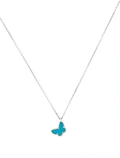 Pre-owned Van Cleef & Arpels Sweet Butterflies Pendant Necklace, 15.5" In Multi