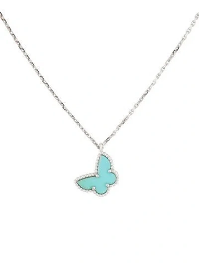 Pre-owned Van Cleef & Arpels Sweet Butterflies Pendant Necklace, 15.75" In Multi