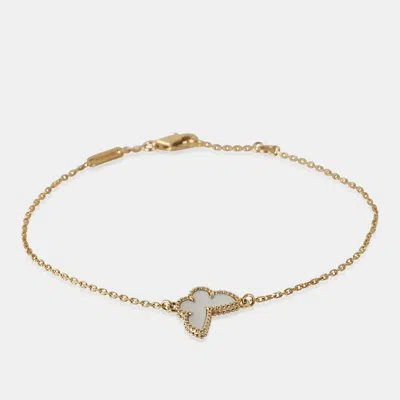 Pre-owned Van Cleef & Arpels Sweet Butterfly 18k Yellow Gold Mother Of Pearl Bracelet
