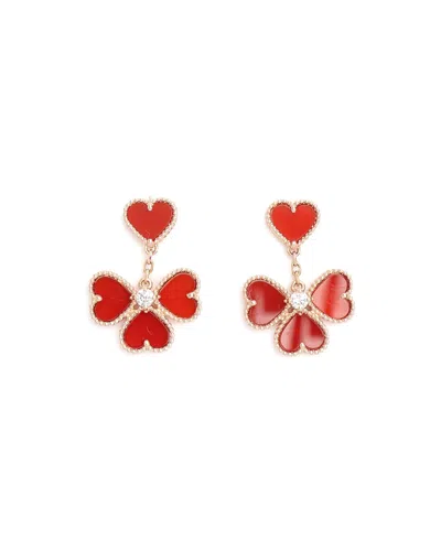 Van Cleef & Arpels Sweet Hearts Earrings, 18kt Rose Gold, Carnelian, Diamond In Red