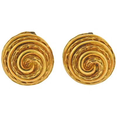 Pre-owned Van Cleef & Arpels Swirl Motif Gold Earrings In Multi