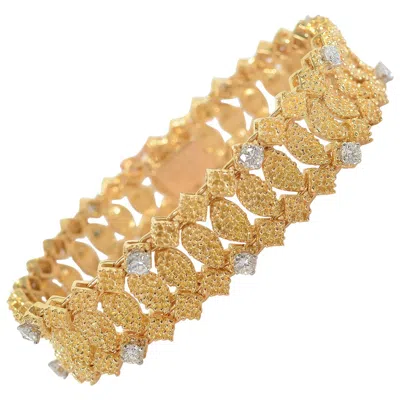 Pre-owned Van Cleef & Arpels Textured Gold And Diamond Bracelet In Multi