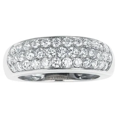Pre-owned Van Cleef & Arpels Three Row Round Diamond Band Ring, 18k In Multi