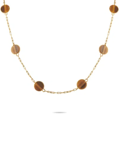 Pre-owned Van Cleef & Arpels Tiger Eye Necklace In Gold