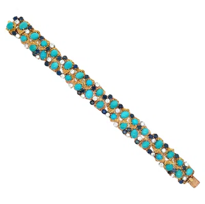 Pre-owned Van Cleef & Arpels Van Cleef And Arpels Turquoise Sapphire And Diamond Bracelet In Blue