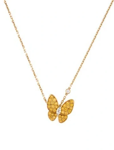 Pre-owned Van Cleef & Arpels Two Butterflies Pendant Necklace, 16" In Multi