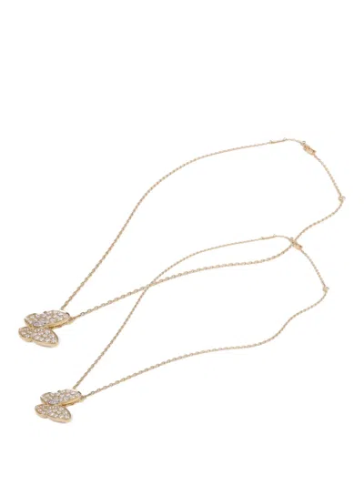 Pre-owned Van Cleef & Arpels Two Butterfly Diamond Necklace In Gold