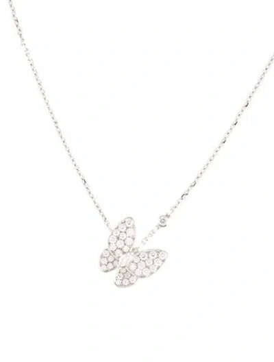 Pre-owned Van Cleef & Arpels Two Butterfly Pendant Necklace, 16" In Multi
