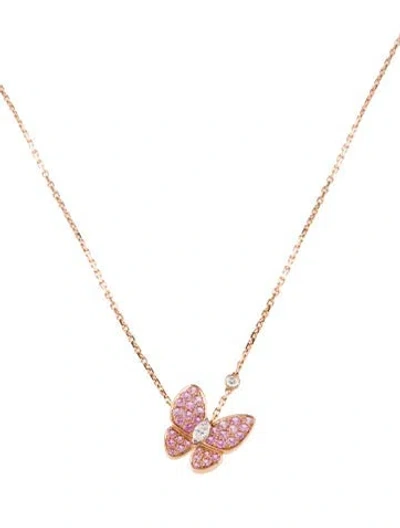 Pre-owned Van Cleef & Arpels Two Butterfly Pendant Necklace, 16.75" In Multi