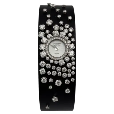 Pre-owned Van Cleef & Arpels Unworn Leather 18k Gold And Diamond Quartz Lady's Wrist Watch In Multiple