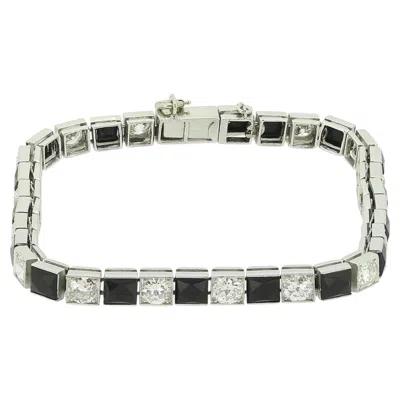 Pre-owned Van Cleef & Arpels Van Cleef & Aprels Art Deco Onyx And Diamond Line Bracelet In Black