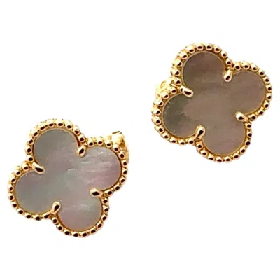 Pre-owned Van Cleef & Arpels Van Cleef & Arples Vintage Alhambra Mother-of-pearl 18k Yellow Goldstud Earrings