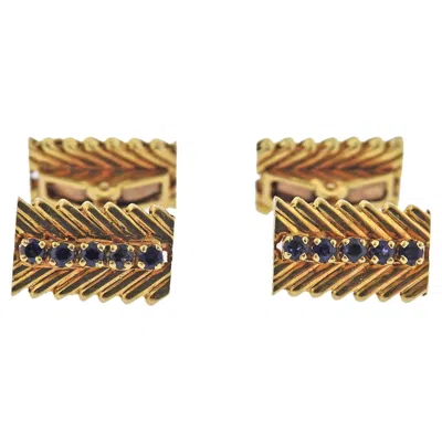 Pre-owned Van Cleef & Arpels Vca 1960s Sapphire Gold Cufflinks In Blue