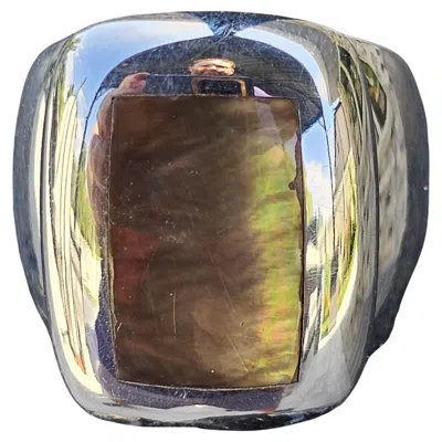 Pre-owned Van Cleef & Arpels Vca  Babylon Gray Inlay Ring 18k White Gold 52 6.25 23.3g