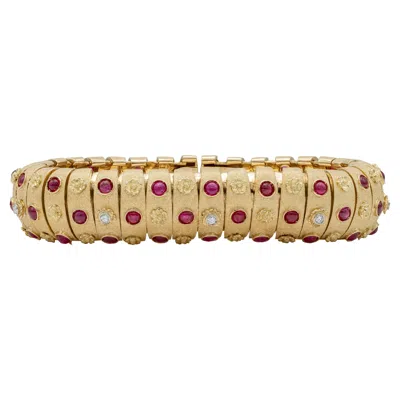 Pre-owned Van Cleef & Arpels Vintage 10.80 Carats Ruby & Diamond Yellow Gold Bracelet