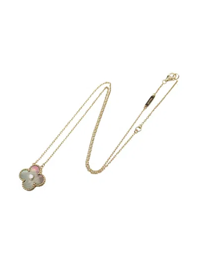 Pre-owned Van Cleef & Arpels Vintage 2010s 18k Rose Gold Alhambra Diamond Necklace In Pink