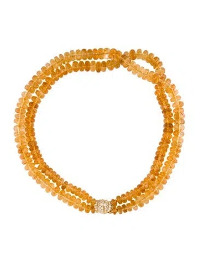 Pre-owned Van Cleef & Arpels Vintage 18k Citrine & Diamond Double Strand Necklace, 16.75" In Multi