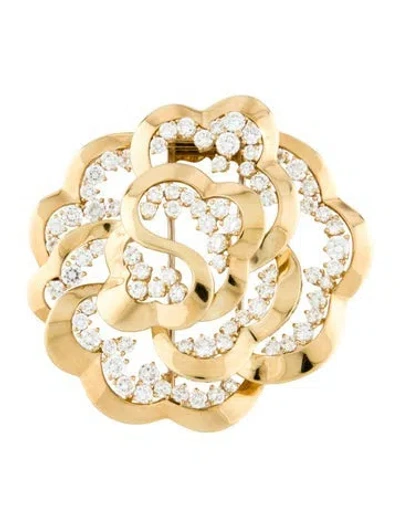 Pre-owned Van Cleef & Arpels Vintage 18k Diamond Camélia Brooch In Multi