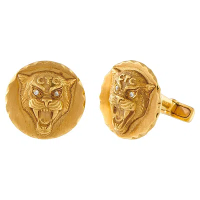 Pre-owned Van Cleef & Arpels Vintage 18k Yellow Gold Panther Cufflinks #5213