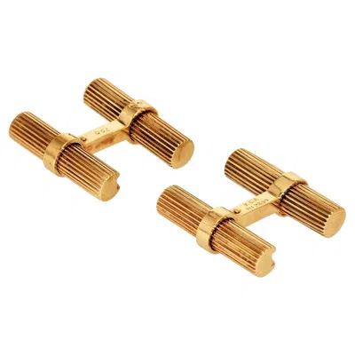 Pre-owned Van Cleef & Arpels Vintage 1970s Ribbed Baton Vca Cufflinks – 18k Yellow Gold