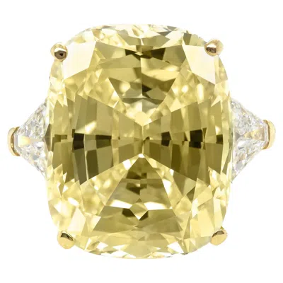 Pre-owned Van Cleef & Arpels Vintage 1970s  24.29 Carat Cushion Cut Yellow Diamond Ring