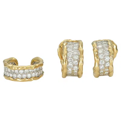 Pre-owned Van Cleef & Arpels Vintage 1970s  Diamond Hoop Earrings And Ring Set In Multi