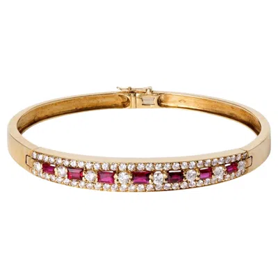 Pre-owned Van Cleef & Arpels Vintage 1970s  Ruby, Diamond 18k Gold Bangle Bracelet In Multiple