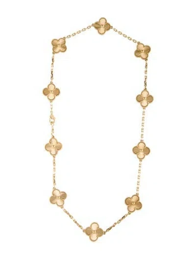 Pre-owned Van Cleef & Arpels Vintage Alhambra 10 Motif Guilloche Necklace, 16.75" In Multi