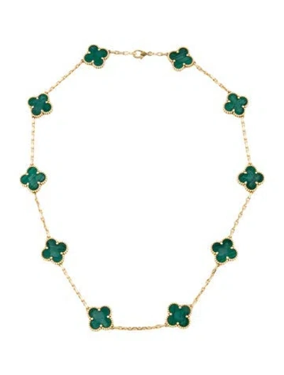 Pre-owned Van Cleef & Arpels Vintage Alhambra 10 Motif Necklace, 16.5" In Multi