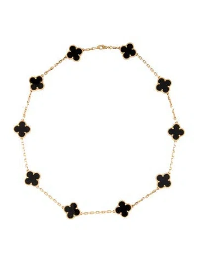 Pre-owned Van Cleef & Arpels Vintage Alhambra 10 Motif Necklace, 16.75" In Multi