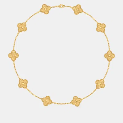 Pre-owned Van Cleef & Arpels Vintage Alhambra 10 Motifs 18k Yellow Gold Necklace