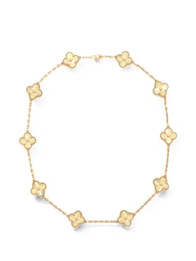 Pre-owned Van Cleef & Arpels Vintage Alhambra 10 Motifs Guilloche 18k Yellow Gold Necklace