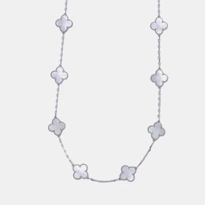 Pre-owned Van Cleef & Arpels Vintage Alhambra 18k White Gold 10 Motifs Necklace