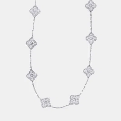 Pre-owned Van Cleef & Arpels Vintage Alhambra 18k White Gold 10 Motifs Necklace