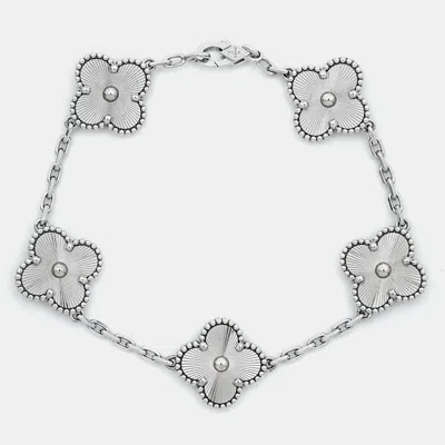 Pre-owned Van Cleef & Arpels Vintage Alhambra 18k White Gold 5 Motif Staton Bracelet