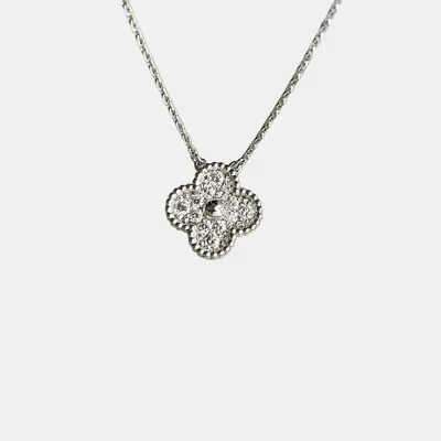 Pre-owned Van Cleef & Arpels Vintage Alhambra 18k White Gold And Diamond Necklace