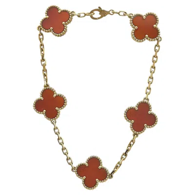 Pre-owned Van Cleef & Arpels Vintage Alhambra 18k Yellow Gold And Carnelian Bracelet
