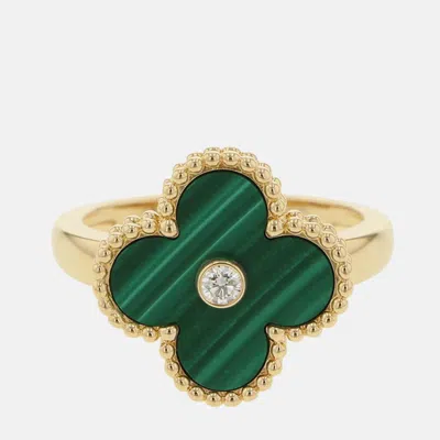 Pre-owned Van Cleef & Arpels Vintage Alhambra 18k Yellow Gold Diamond Ring Eu 51