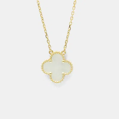 Pre-owned Van Cleef & Arpels Vintage Alhambra 18k Yellow Gold Mother Of Pearl Pendant Necklace