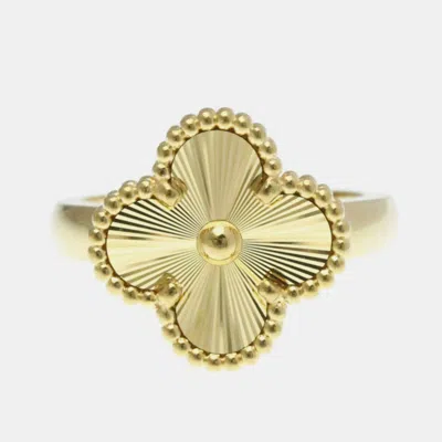 Pre-owned Van Cleef & Arpels Vintage Alhambra 18k Yellow Gold Ring Eu 52